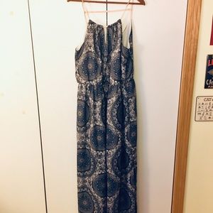 Blue and blush pink maxi dress